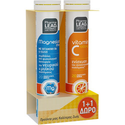Pharmalead Μαγνήσιο Vit B6 & Κάλιο 20s + Bιταμίνη C 550mg 20 Αναβράζοντα Δισκία
