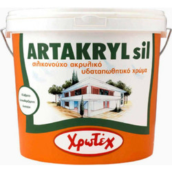 Χρωτέχ Artakryl SIlicone Ακρυλικό Σιλικονούχο Χρώμα Εξωτερικού Χώρου Λευκό 9lt
