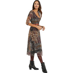 Desigual Kerala Midi Καθημερινό Φόρεμα Floral Καφέ 20WWVK67-6000