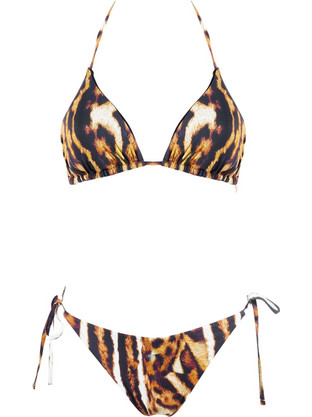 Gsecret Bikini Set Τριγωνάκι με Ενίσχυση Animal Print Καφέ 5059-22194