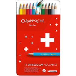 Caran d'Ache Swisscolor Aquarelle Κασετίνα Ξυλομπογιές Ακουαρέλας Σετ 12τμχ