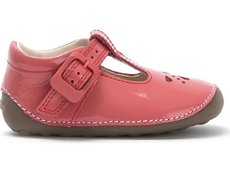 Clarks Παιδικές Μπαλαρίνες Λουστρίνι με Ρυθμιζόμενο Λουράκι Φούξια 261338626