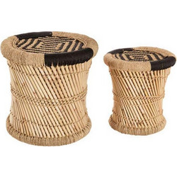 Στρογγυλό Τραπεζάκι Κήπου Σαλονιού Bamboo Καφέ 37x38cm AT000840