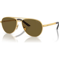 Prada PRA54S 1BK01T Ανδρικά Γυαλιά Ηλίου Aviator Μεταλλικά Χρυσά με Καφέ Polarized Φακό