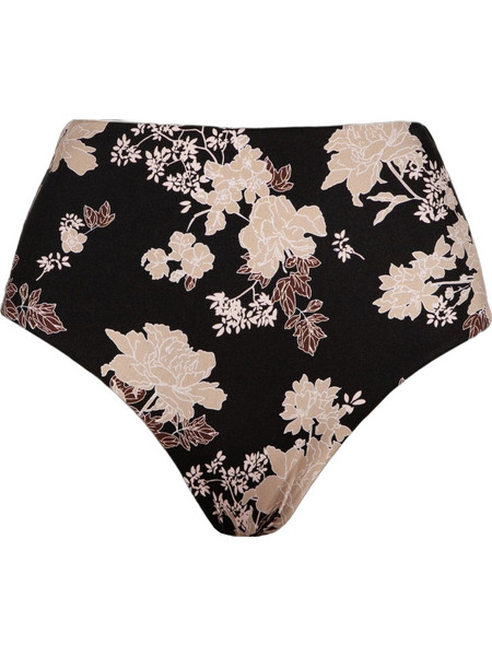 Rock Club Ψηλόμεσο Bikini Slip Floral Μαύρο Μπεζ BP-3361