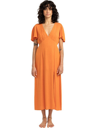 Billabong Jet Set Midi Καλοκαιρινό Καθημερινό Φόρεμα Πορτοκαλί EBJWD00134-NNE0