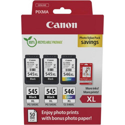 Canon PG-545XL x2 & CL-546XL B/C/M/Y Photo Value Pack 3 Μελανιών Εκτυπωτή Inkjet 8286B015