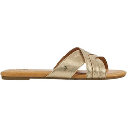 UGG Kenleigh Δερμάτινα Γυναικεία Σανδάλια Χρυσά 1142712-GLDM