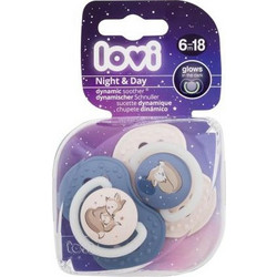 Lovi Night & Day Dynamic Ανατομικές Ορθοδοντικές Πιπίλες Σιλικόνης Νυκτός 6-18m Boy 2τμχ