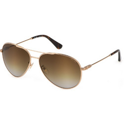 Police SPLL11 590H34 Ανδρικά Γυαλιά Ηλίου Aviator Μεταλλικά Χρυσά με Καφέ Degradee Φακό
