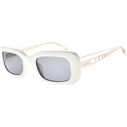 Lancel LA91021 C02 Γυναικεία Γυαλιά Ηλίου Ορθογώνια Κοκάλινα Άσπρο Διαφανές με Μαύρο Polarized Φακό
