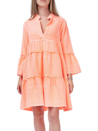 Lace Mini Καθημερινό Φόρεμα Πορτοκαλί M-8483