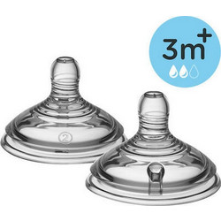 Tommee Tippee Closer To Nature Θηλή Σιλικόνης για Μπιμπερό 3m+ Μεσαίας Ροής 2τμχ