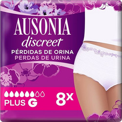 Ausonia Discreet Plus G Πάνες Βρακάκι Ακράτειας 6 Σταγόνες 8τμχ