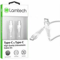 Lamtech HQ Unbreakable Braided USB-C to USB-C 2m White LAM023633