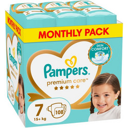 Pampers Premium Care Monthly Pack Πάνες No7 15kg+ 108τμχ