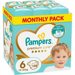 Pampers Premium Care Monthly Pack Πάνες No6 13-18kg 128τμχ