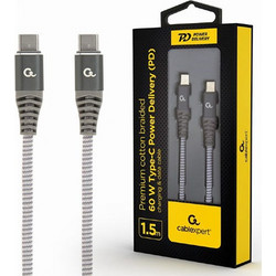 Cablexpert Braided USB-C to USB-C 60W 1.5m Grey CC-USB2B-CMCM60-1.5M