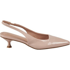 Elenross Γόβες Slingback Λουστρίνι με Λεπτό Χαμηλό Τακούνι Μπεζ GS09110W-ΒΕΙ