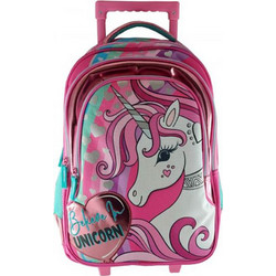 Graffiti Unicorn Σχολική Τσάντα Τρόλεϊ Δημοτικού Φούξια 241251