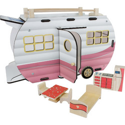 Zita Toys Ξύλινο Τροχόσπιτο με Φως Ροζ
