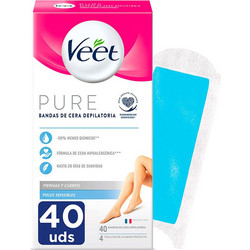 Veet Pure Ταινίες Αποτρίχωσης για Πόδια για Ευαίσθητες Επιδερμίδες 40τμχ