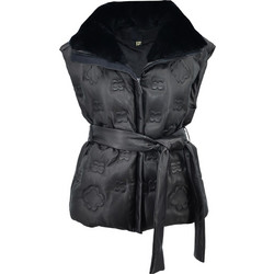 Leather 100 Αμάνικο Γυναικείο Μπουφάν Χειμωνιάτικο Δερμάτινο Μακρύ Μαύρο 31-W-KZ-10272