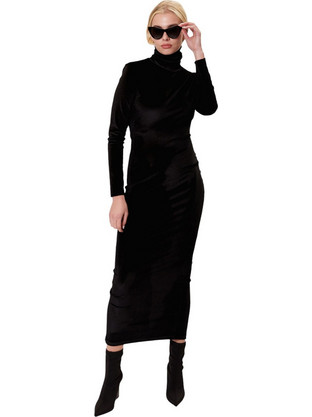 Collectiva Noir Midi Βραδινό Φόρεμα Πολυεστέρας Μαύρο CNO03WB24VLE