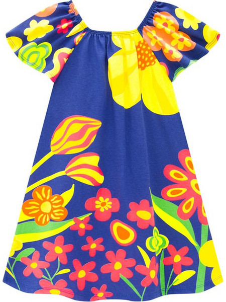 Nanai Παιδικό Φόρεμα Floral Κίτρινο Navy Μπλε 6012676832