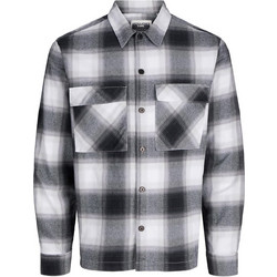 Jack & Jones Ανδρικό Πουκάμισο Βαμβακερό Καρό Μακρυμάνικο Κανονική Γραμμή Μαύρο Λευκό 12266047