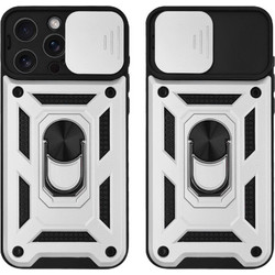 Sonique Ring Armor CamPro Back Cover Silver (iPhone 15 Pro Max)