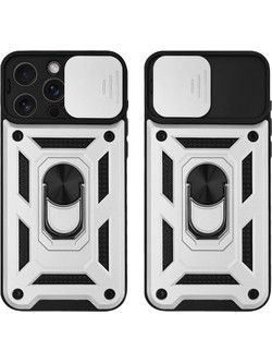 Sonique Ring Armor CamPro Back Cover Silver (iPhone 15 Pro Max)