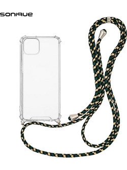 Sonique Strap Back Cover Transparent / Rainbow Green (iPhone 14 Plus)