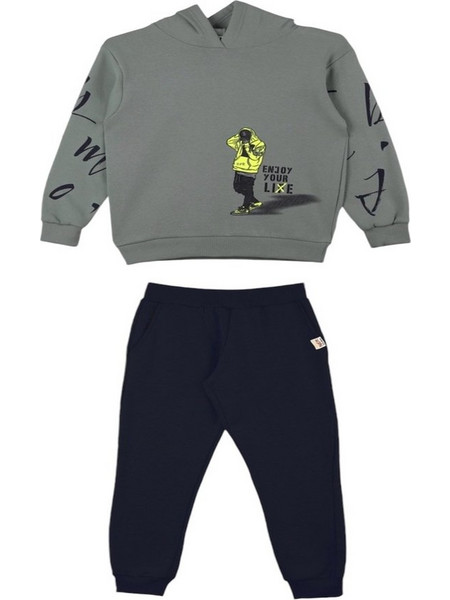NEK Enjoy Hoodies Παιδικό Σετ Φόρμας Χακί Navy Μπλε 162324