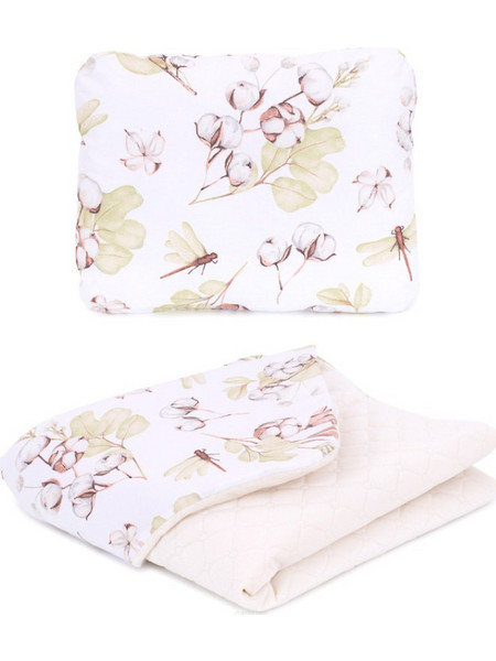 MAMO-TATO Cotton Κουβέρτα Αγκαλιάς Βελουτέ 75x100 + Μαξιλάρι Λευκή