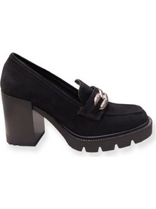 Commanchero Γόβες Suede με Χοντρό Ψηλό Τακούνι Μαύρες 5920-428