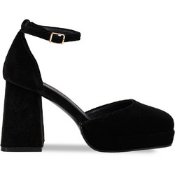 Migato Γόβες Suede με Χοντρό Ψηλό Τακούνι Λουράκι & Φιάπα Μαύρες 100016491-014