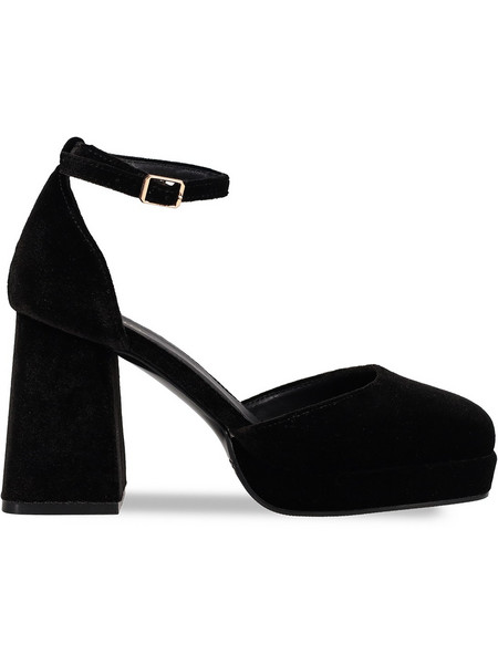 Migato Γόβες Suede με Χοντρό Ψηλό Τακούνι Λουράκι & Φιάπα Μαύρες 100016491-014
