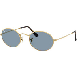 Ray-Ban RB3547 00156 Ανδρικά Γυαλιά Ηλίου Στρογγυλά Μεταλλικά Χρυσά με Μπλε Φακό