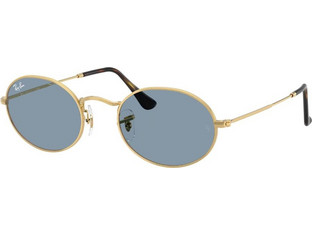 Ray-Ban RB3547 00156 Ανδρικά Γυαλιά Ηλίου Στρογγυλά Μεταλλικά Χρυσά με Μπλε Φακό