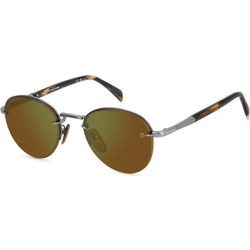David Beckham DB1173-50LMT Ανδρικά Γυαλιά Ηλίου Στρογγυλά Κοκάλινα Ασημί με Καφέ Φακό