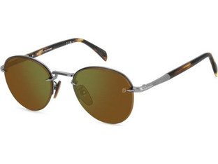 David Beckham DB1173-50LMT Ανδρικά Γυαλιά Ηλίου Στρογγυλά Κοκάλινα Ασημί με Καφέ Φακό
