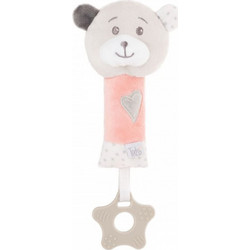 Amek Toys Bear Pink Υφασμάτινη Κουδουνίστρα Πίεσης για Νεογέννητα