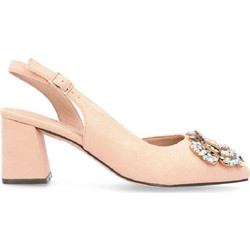Menbur Γόβες Suede Slingback με Χοντρό Χαμηλό Τακούνι Nude 23854