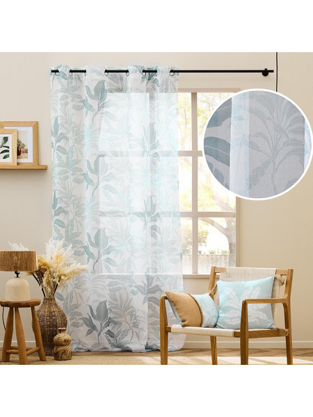 Douceur d'interieur Κουρτίνα Παραθύρου Floral με Τρουκς 140x280 Hera 1627689 Μπλε Διαφανής