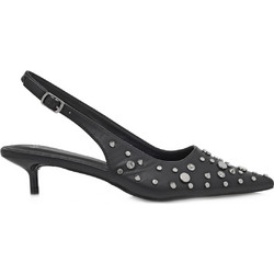 Exe Γόβες Slingback Δερμάτινες με Λεπτό Χαμηλό Τακούνι Μαύρες U485L2372603