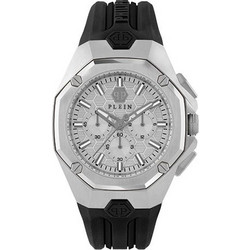 Philipp Plein Octagon Ανδρικό Ρολόι Χρονογράφος με Μαύρο Καουτσούκ Λουράκι PWTBA0123