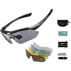 Rockbros SKU87121 Ανδρικά Γυαλιά Ηλίου Μάσκα Κοκάλινα Μαύρα με Μαύρο Φακό