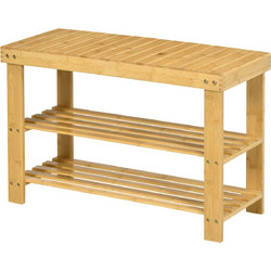 HOMCOM Παπουτσοθήκη Σκαμπό Bamboo Φυσικό Χρώμα M70xΠ28xY45cm 837-320V00ND