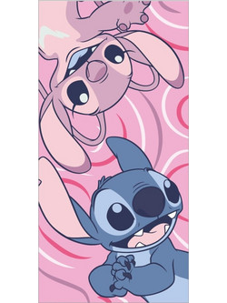 Aymax Stitch & Angel Παιδική Πετσέτα Θαλάσσης Microfiber Ροζ 70x140cm AYM-092STITCH-BTM